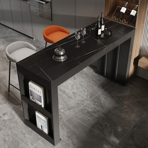 轻奢岩板吧台桌中岛台餐桌一体开放式厨房客厅靠墙隔断高脚桌椅