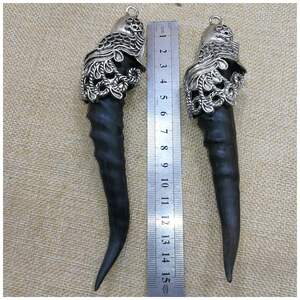 黑羊角手把件驯养黑山羊角钥匙扣挂件镇宅家居小摆件保平安