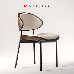 伊姆斯餐椅家用意式轻奢咖啡椅现代简约实木弯曲大师设计真皮椅子