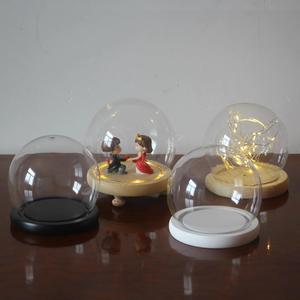 2024新款圆球玻璃罩创意微景观花瓶摆件手办玩具带灯防尘罩
