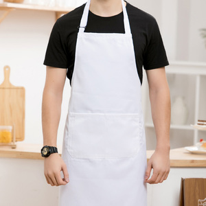 白色围裙男定制logo印字餐饮食品厂面馆厨房厨师专用工作服围腰女