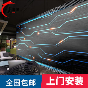 3d科技感电路板墙纸it电脑公司网吧背景墙装饰电竞馆网咖装修壁纸