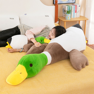 绿头萌鸭毛绒玩具野鸭公仔大白鹅抱枕鸭子趴枕女生床上睡觉搂抱