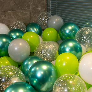 气球装饰场景布置儿童卡通幼儿园生日周年庆珠光绿彩色森林系汽球