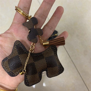lv&gedete 法斗小狗狗汽车钥匙扣挂件可爱老花礼物背包挂饰奢侈品