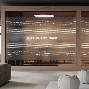 办公室磨砂玻璃贴纸定制白色圆点渐变半透明静电贴膜创意几何形状