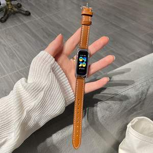 适用oppo智能手环表带女爱马仕款时尚版透气舒适皮运动真皮替换腕带