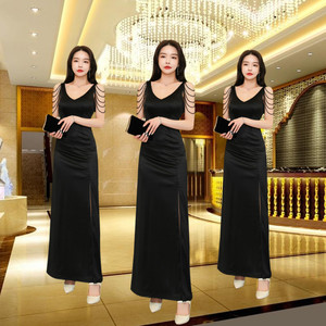 夜总会ktv小妹晚礼服长款裙新款夜场佳丽性感显瘦公关模特工作服