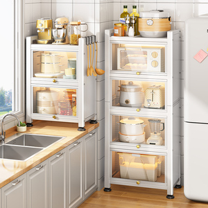 收纳柜大容量落地式多层简易储物柜木质家用厨房huihui168899159