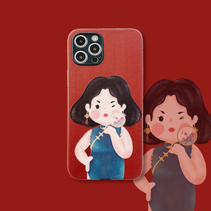 中国风旗袍可爱胖女孩皮纹适用iphone12/11promax苹果x/xs/xr/se2/xs