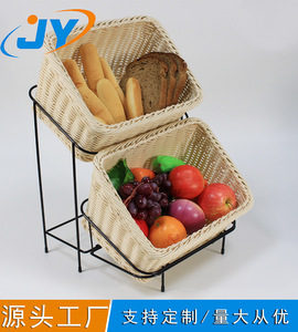 塑料仿藤篮面包篮水果篮展示篮铁架工艺篮仿藤篮