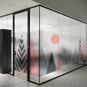 企业玻璃贴纸办公室防偷窥玻璃贴定制静电磨砂来图定制尺寸墙贴纸