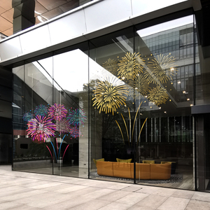 新年氛围烟花玻璃橱窗贴纸喜庆装饰品场景布置俱乐售楼部春节贴画