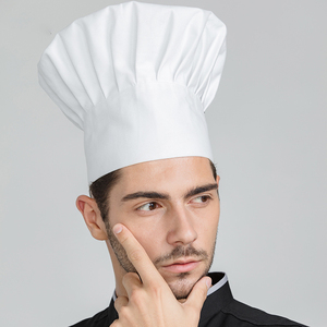 厨师帽高帽黑白色布帽厨房餐厅烘焙面包房蛋糕店男女蘑菇高布帽