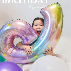 40寸儿童生日布置渐变星星数字气球男女孩宝宝派对装饰品拍照道具