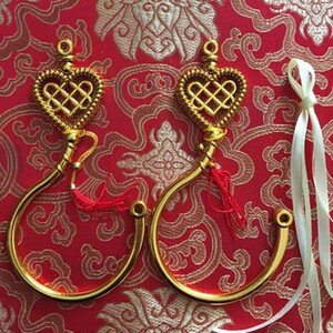 塑料纹账挂钩家用蚊帐挂钩宿舍粉色门帘金色大号配件挂勾一对钩子