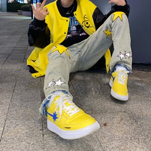 starwalk黄色蓝星镭射小众流行休闲男鞋网红爆款潮流低帮板鞋男