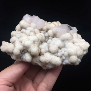 球状白云石长在水晶上似朵小磨菇方解石共生原石原矿矿物晶体标本