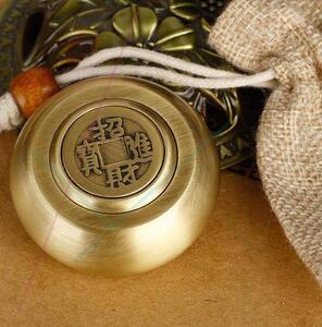 士成转转黄铜手把件送袋子聚缘阁转钱手把件黄铜五帝钱旋转把件4