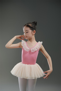 无袖花边领芭蕾练功服装幼儿中国舞女孩形体服跳民族衣儿童舞蹈服