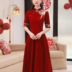 新中式改良旗袍敬酒服新娘婚服高级感气质小个子回门喜服红色礼服