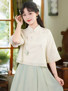 新中式女装中国风唐装禅意茶艺服女夏季新款改良旗袍上衣汉服套装