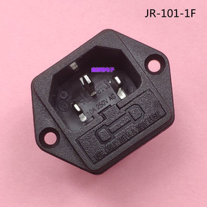 台湾JEC黑色AC电源插座面板安装品字形二合一插座带保险JR-101-1F
