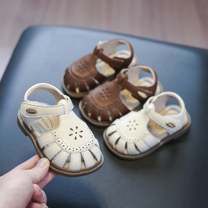 婴儿鞋子夏季1一2-3岁小女孩公主鞋镂空女童凉鞋包头女宝宝鞋软底