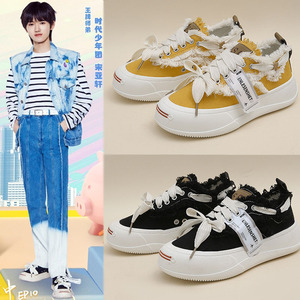 时代少年团宋亚轩同款鞋女学生丁程鑫蝴蝶结帆布鞋休闲鞋子滑板鞋