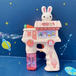 新款儿童萌宠兔兔灯光音乐泡泡枪女孩男孩全自动吹泡泡机器玩具枪