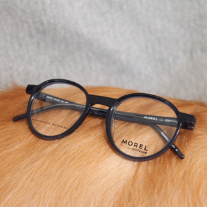 法国morel黑猫板材圆框架光学眼镜 复古老钱风简约素颜纯元原欧单