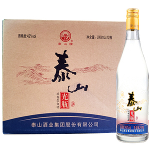泰山牌 泰山白酒浓香型白酒 粮食酒 泰山光瓶 42度240mlx12瓶整箱