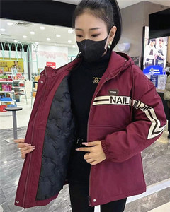 加厚羽绒棉服女冬季新款2024韩版宽松休闲加棉派克服字母刺绣外套