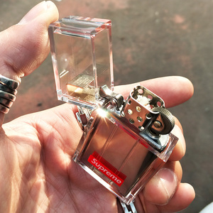zippo官方旗舰店高级感supreme打火机煤油透明油仓创意复古女送男