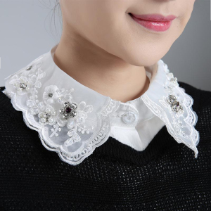 假衣领女新款瓯根纱百搭水晶钻白色女士假领子时尚领口装饰衬衣领