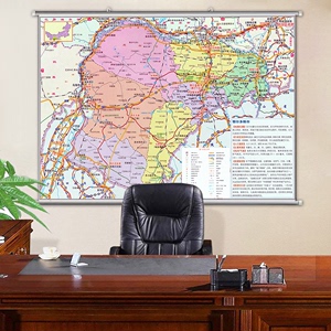 新版鄂尔多斯市地图装饰画超大挂图地形行政电子有带框交通办公室