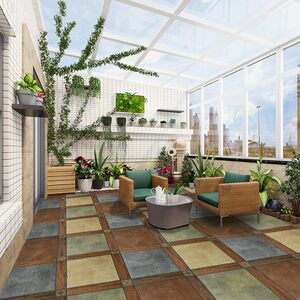 别墅庭院户外防滑仿古砖600x600楼顶阳光房露台花园地砖地面瓷砖