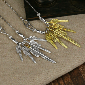 牛钝 larry smith风切羽毛s925纯银18k金纯手工情侣银饰项链