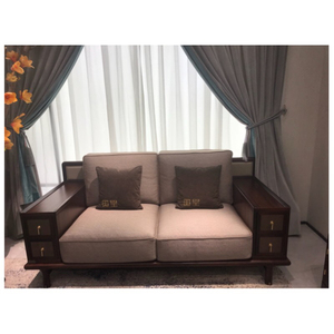 东方弘叶国玺轻奢国潮黑檀木爱里古夷苏木实木新中式布艺二人沙发