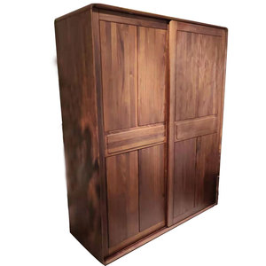 赖氏家具简约黑胡桃实木衣柜分区收纳移门节省空间1800*630*2200