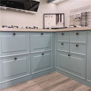 兔宝宝蓝色橱柜地中海风格石英石现代整体厨房厨柜灶台柜一体定做