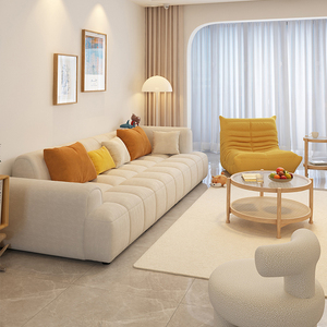 瑶乾 奶油风布艺沙发直排小户型客厅简约现代科技布日式ins网红款