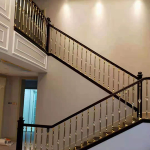 戴氏木业定制楼梯扶手旋转楼梯护栏室内现代美轻奢风格沙比利