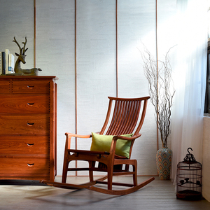 青木堂大果紫檀自然摇椅花梨木实木家具客厅茶室书房卧室