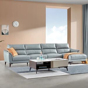 【顾家家居kuka】顾家工艺牛皮沙发真皮四人位l型现代简约 8168