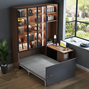 约梦千年多功能折叠书柜书桌一体床小户型家用办公桌收缩隐形书桌