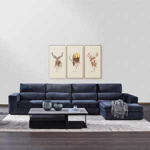 furton/非同 布艺客厅沙发 深蓝色简约现代四五人 懒人可躺可睡