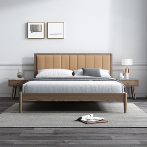中派北欧白蜡木实木床意式极简单双人床现代简约美式白蜡木实木床