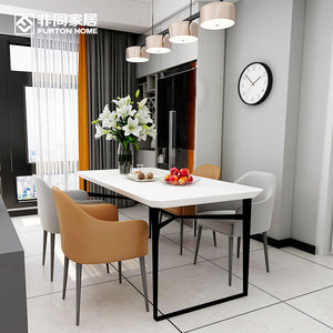 非同家居配套系列天然爵士白理石面乌砂纹防氧化实木框架餐桌1804