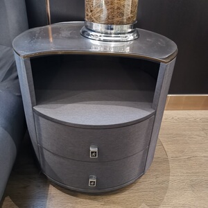 de rucci/慕思床头柜ack1-011 圆形双层抽屉镂空床头柜